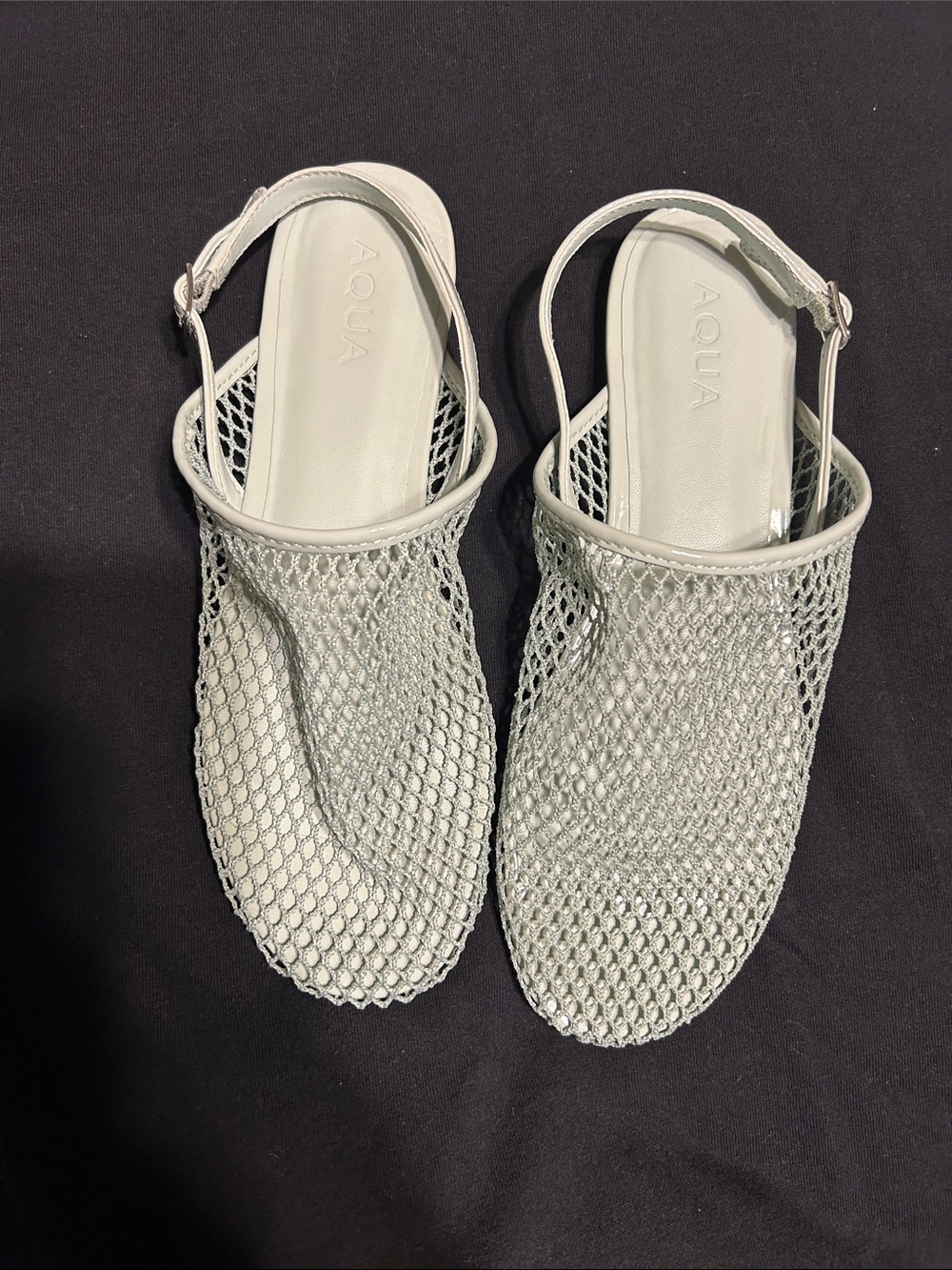 Aqua Light Gray Mesh Slingback Clog Sandals
